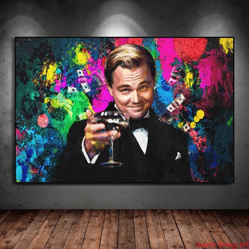 Vibrant Graffiti Art Print of Toasting Gentleman in Neon Colors – Limited Edition Museum-Quality Artwork 0
