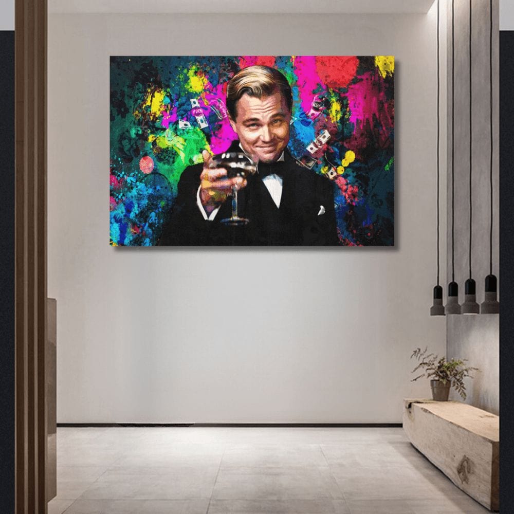 Vibrant Graffiti Art Print of Toasting Gentleman in Neon Colors – Limited Edition Museum-Quality Artwork 1