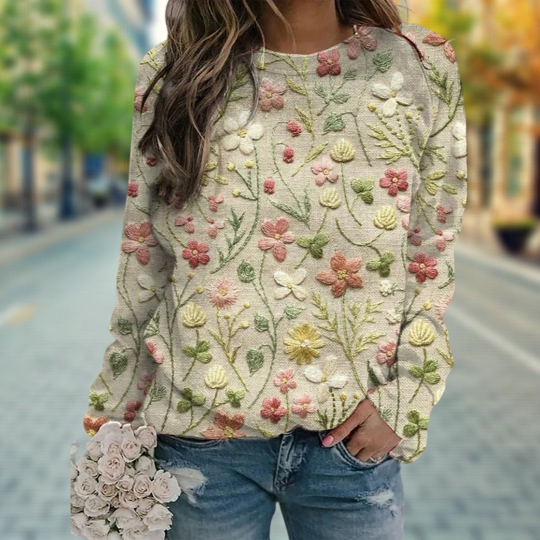 Vintage Floral Sweater for Women – Lightweight Knit for Spring Comfort 0