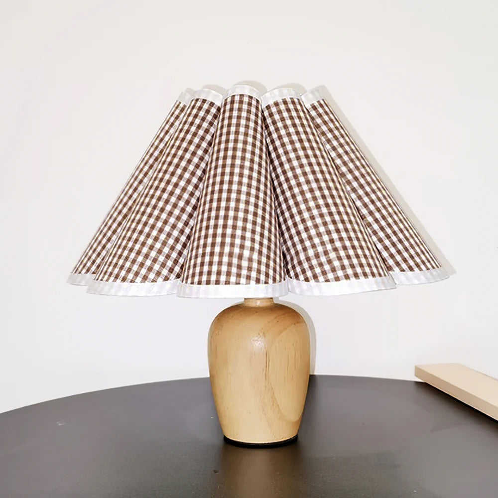 Vintage Fluted Table Lamp with Wooden Base – Elegant Bedside or Living Room Lighting 9