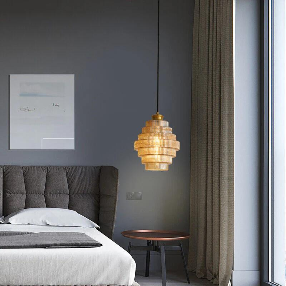 Vintage Glass Pendant Light with Adjustable Length and Brass Finish – Retro Hanging Light for Living Rooms and Dining Areas 2
