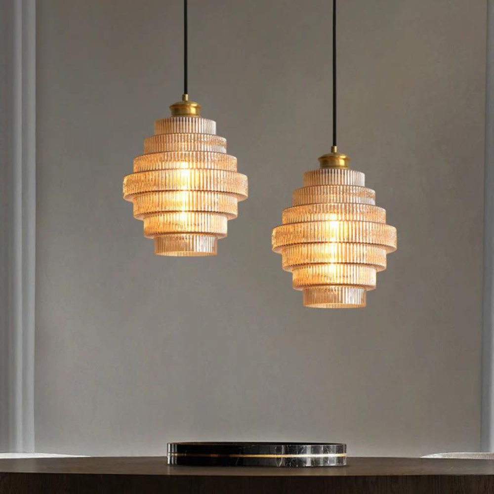 Vintage Glass Pendant Light with Adjustable Length and Brass Finish – Retro Hanging Light for Living Rooms and Dining Areas 4