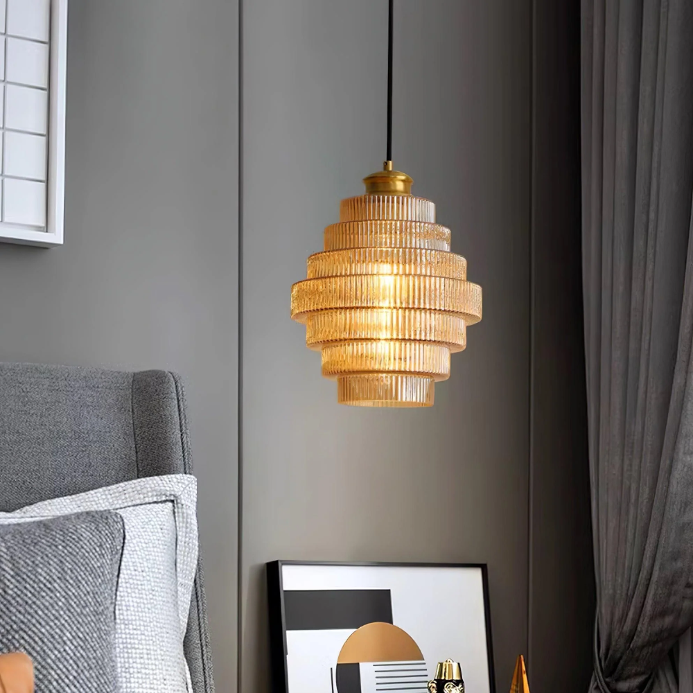 Vintage Glass Pendant Light with Adjustable Length and Brass Finish – Retro Hanging Light for Living Rooms and Dining Areas 6