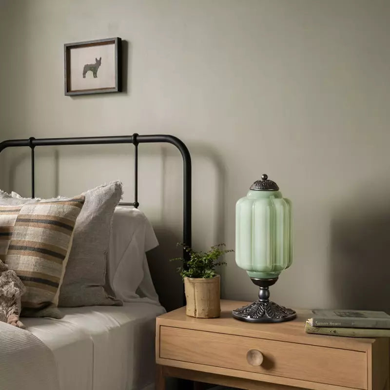 Vintage Opal Glass Table Lamp – Elegant Bedside or Living Room Lighting Fixture, 20 Inches Tall, Soft Diffused Light 5