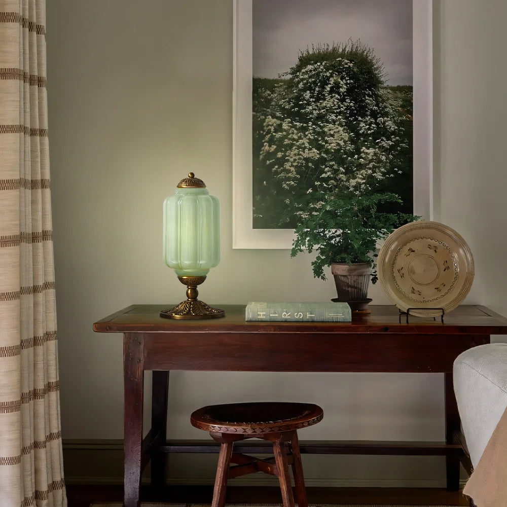 Vintage Opal Glass Table Lamp – Elegant Bedside or Living Room Lighting Fixture, 20 Inches Tall, Soft Diffused Light 7