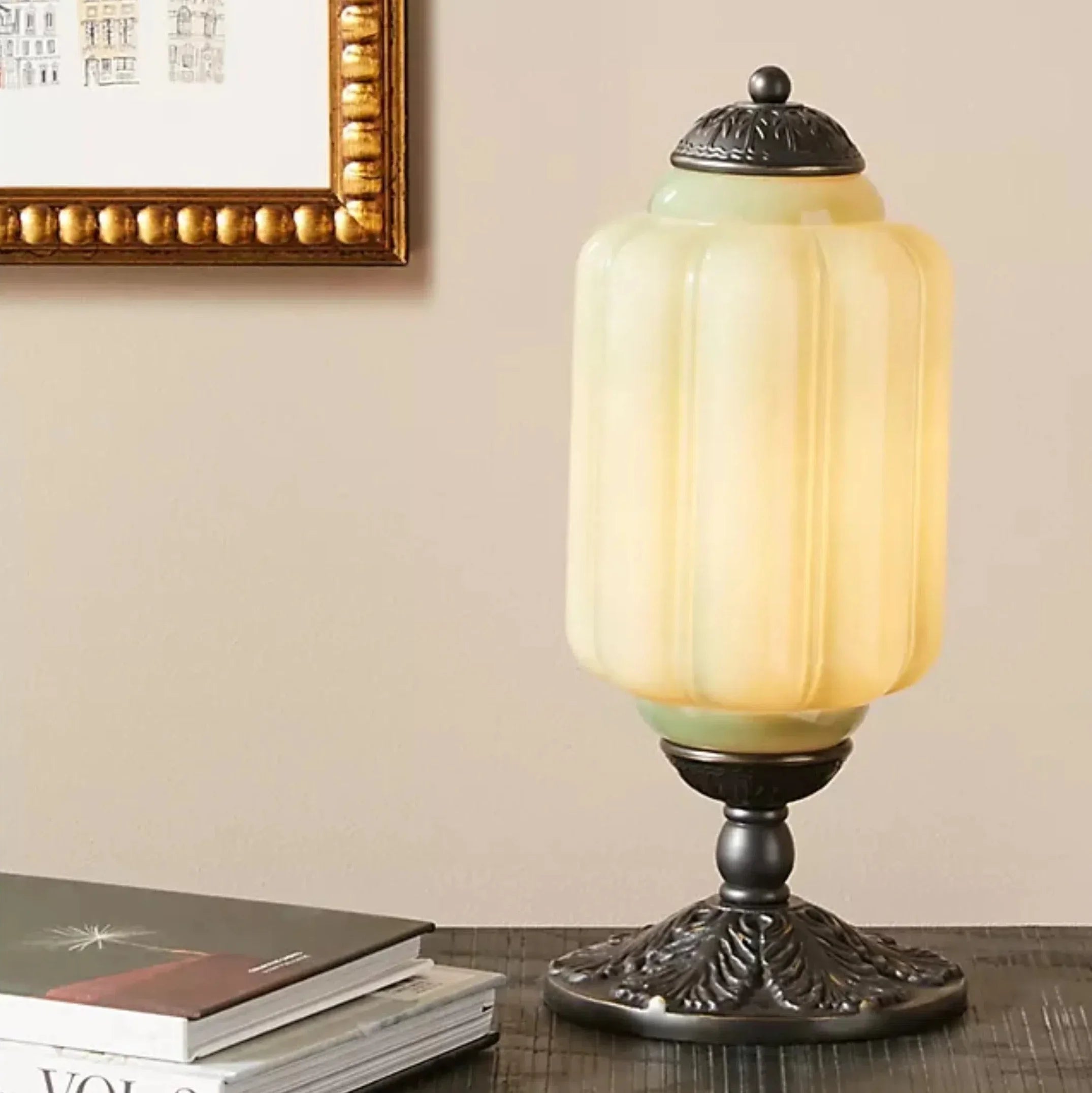 Vintage Opal Glass Table Lamp – Elegant Bedside or Living Room Lighting Fixture, 20 Inches Tall, Soft Diffused Light 8