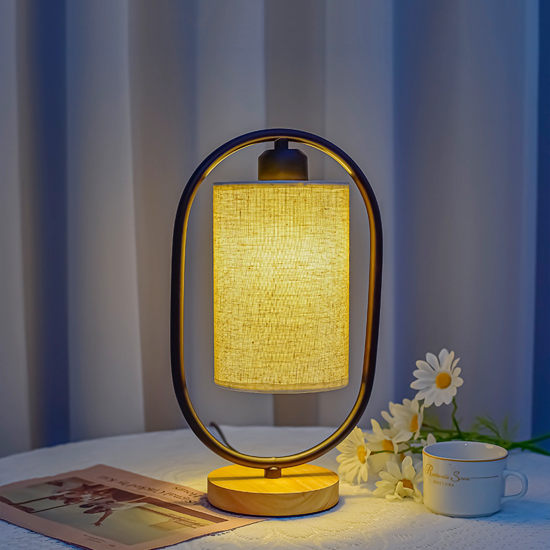 Vintage Wooden Table Lamp with LED Lighting – Handcrafted Bedside Table Lamp for Cozy Home Decor 0