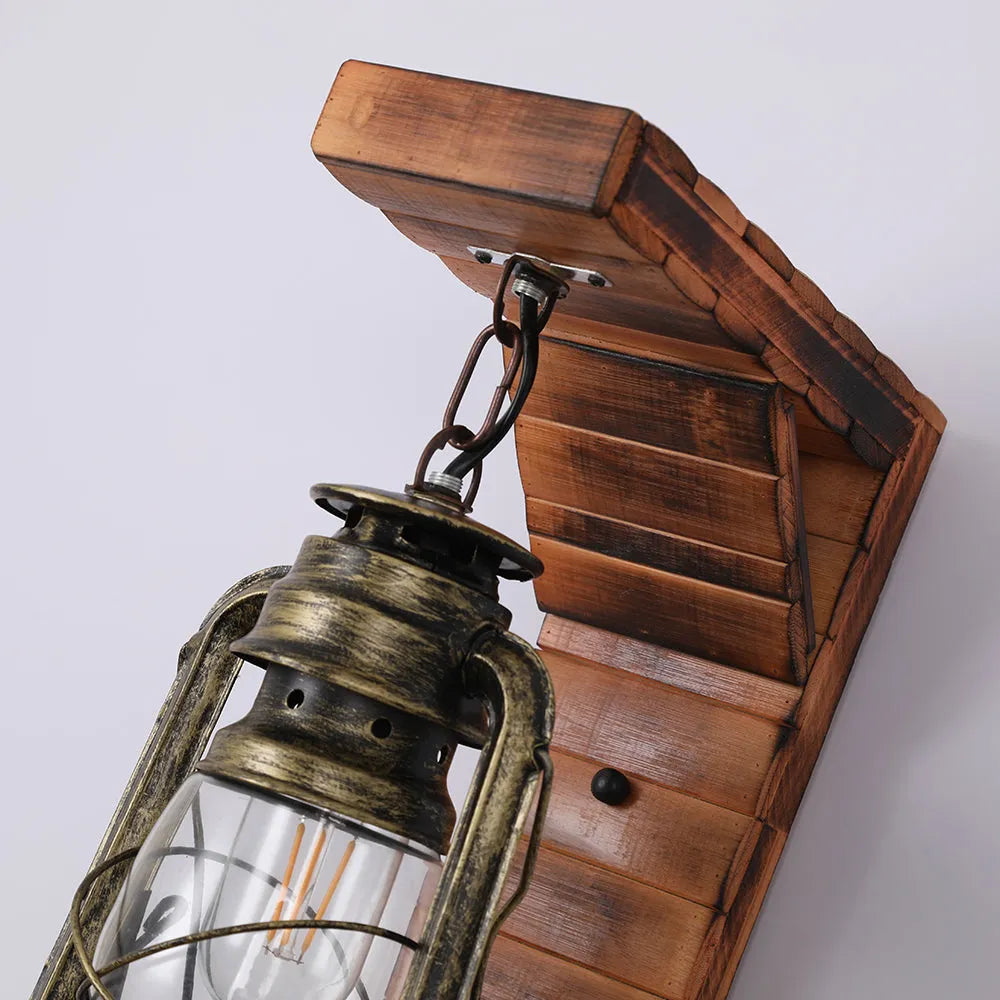Vintage Wooden Wall Lamp – Rustic Indoor Wall Sconce with E27 LED Compatibility 4