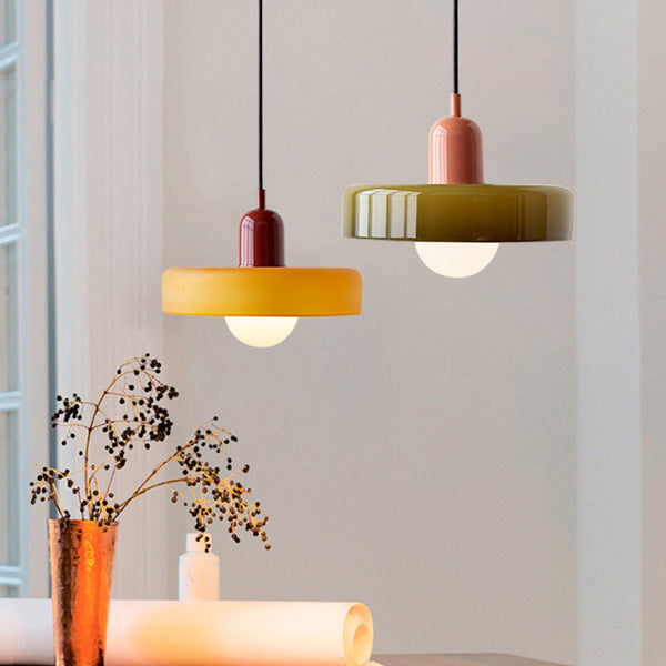 Bauhaus Glass Pendant Light – Colorful Design – Retro Ceiling Lamp