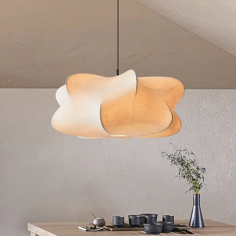 Wabi Sabi Silk Pendant Lamp – Japanese-Inspired Hanging Light for Modern Interiors – Iron and Silk, E27 Base, LED, 5-10m² Lighting Area 1