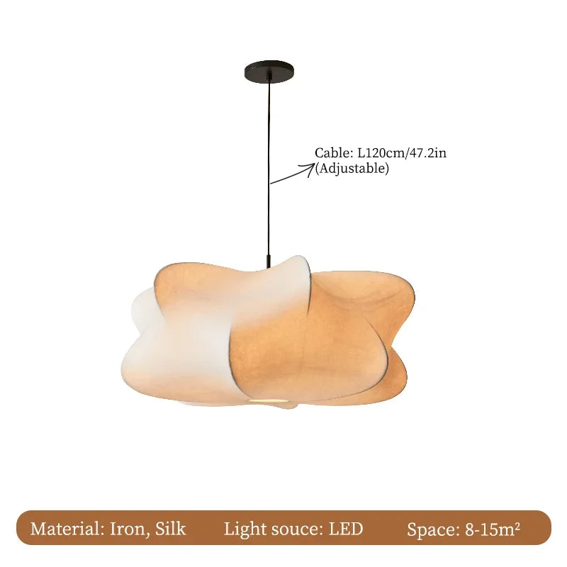 Wabi Sabi Silk Pendant Lamp – Japanese-Inspired Hanging Light for Modern Interiors – Iron and Silk, E27 Base, LED, 5-10m² Lighting Area 7