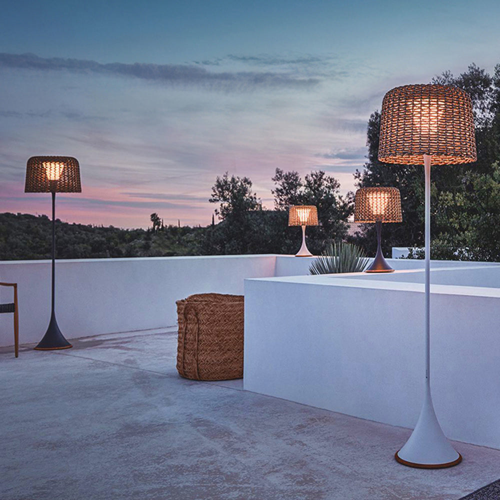 Waterproof Rattan Outdoor Floor Lamp with Warm LED Light – Elegant Design for Balcony and Terrace 4