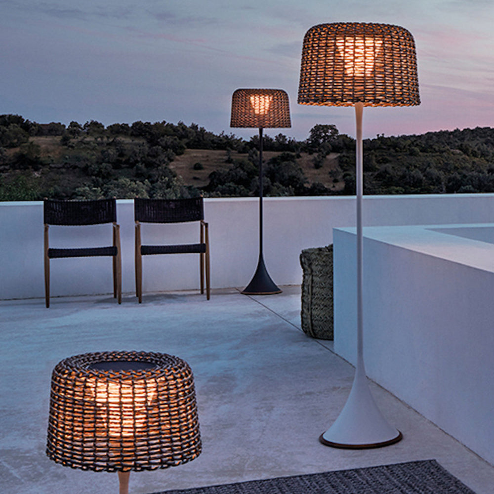Waterproof Rattan Outdoor Floor Lamp with Warm LED Light – Elegant Design for Balcony and Terrace 7