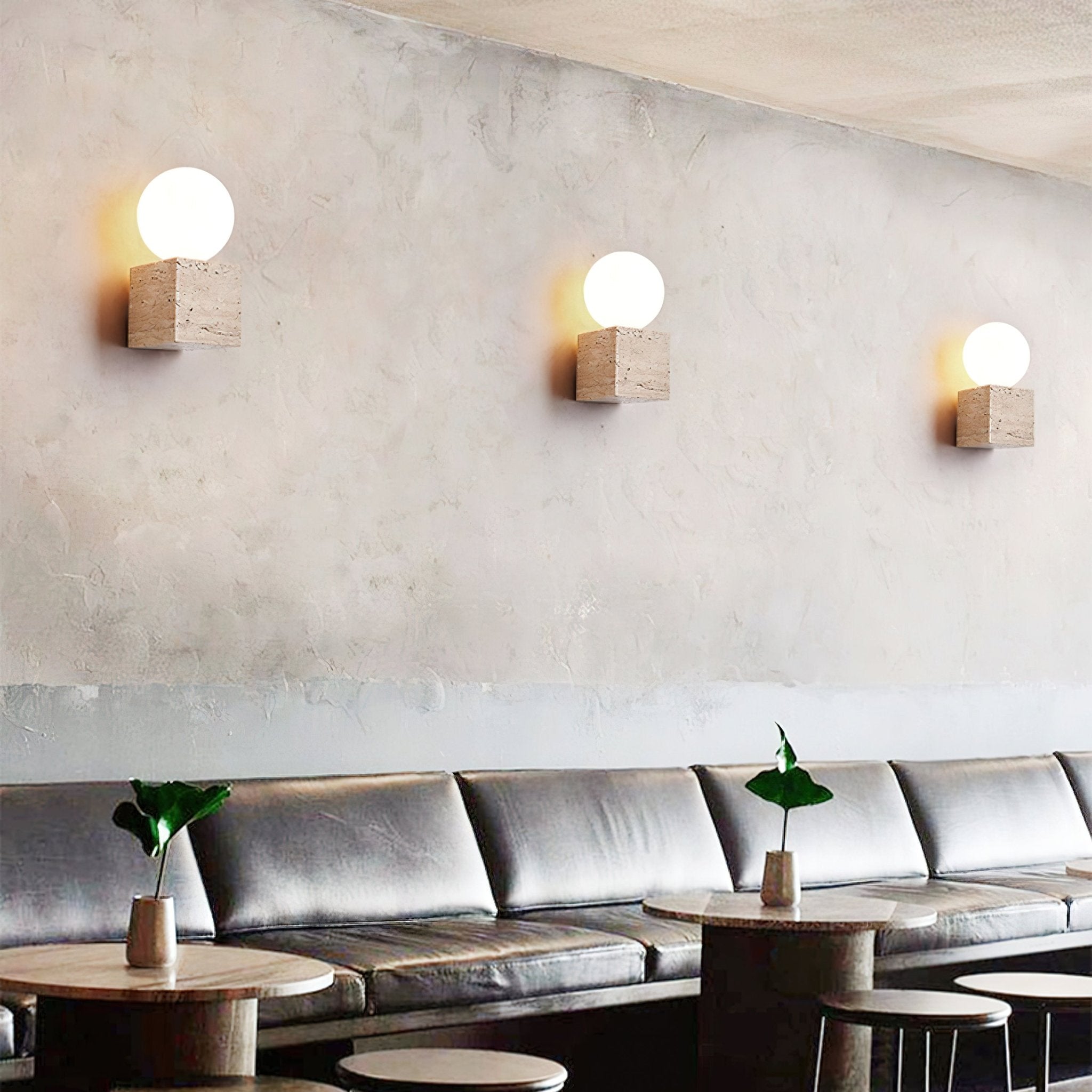 Yellow Travertine Wall Light Fixture – Indoor Sconce Light, LED and Edison Bulb Compatible, Hardwired Design 2