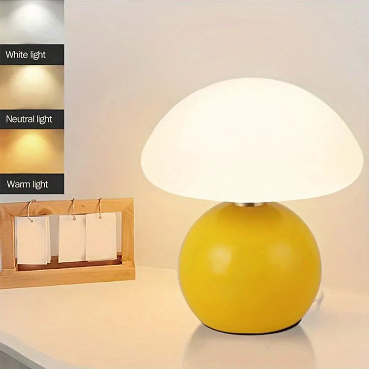 French Mushroom Lamp – Cream Table Light – Soft Ambient Glow – Retro Design