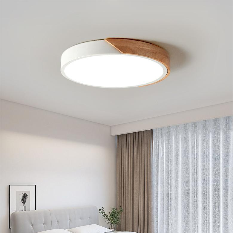 Scandinavian Ceiling Light – Round Wooden Design – Macaron Style –  Warm Light